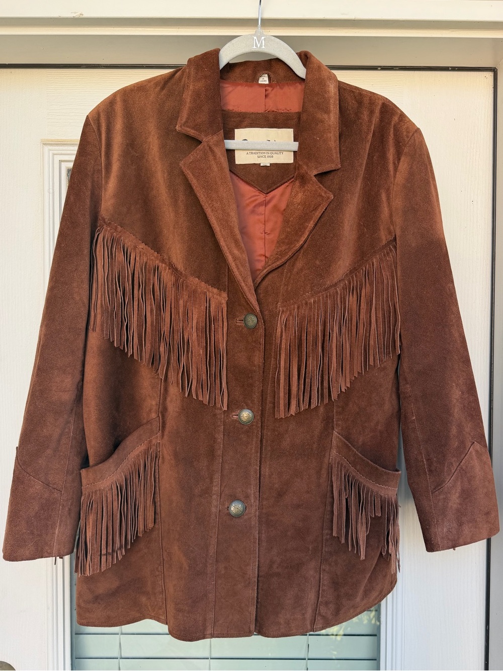 PIONEER Brown Suede Fringe Genuine Leather Jacket